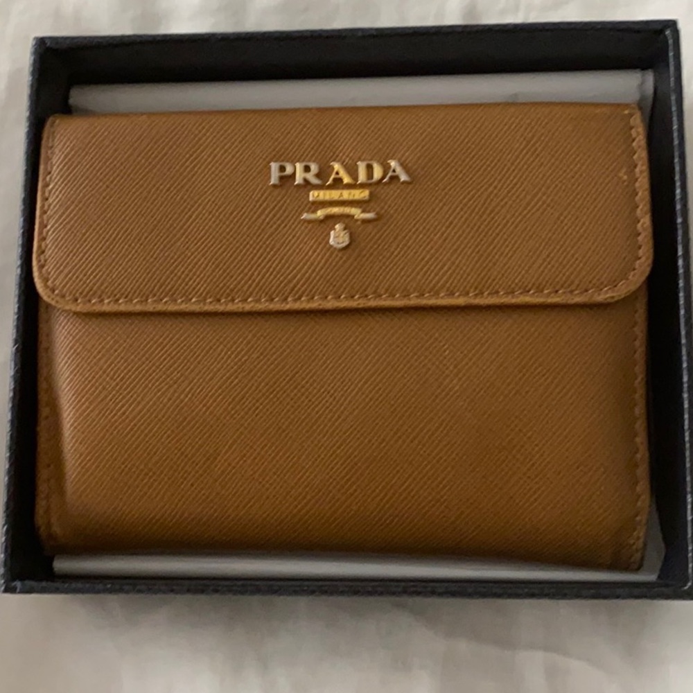 Prada tan wallet